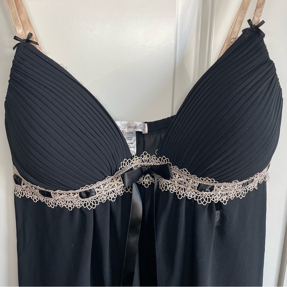 ⭐️4/$20⭐️Linea Donatella Black Sheer Lace Trim Chemise - Picture 3 of 8